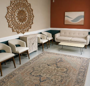 Lightworker Ketamine Center waiting room — warm, welcoming space in Stone Mountain, GA